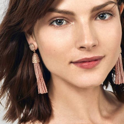 Dvacaman Brand  Layers Colorful Beads Tassel Fringes Earrings Women Boho Ethnic Long Drop Dangle Earrings Party Jewelry