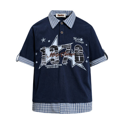 Poloshirt met korte mouwen en print 2-in-1 look