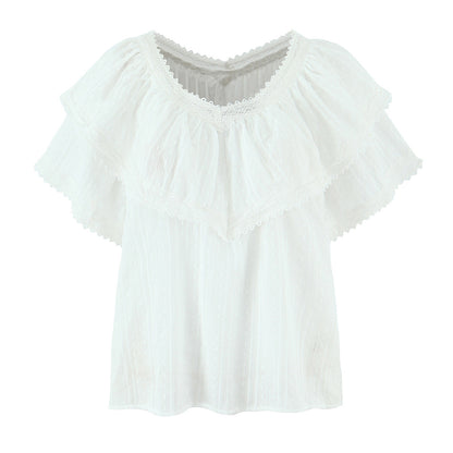 Lace lace loose top shirt