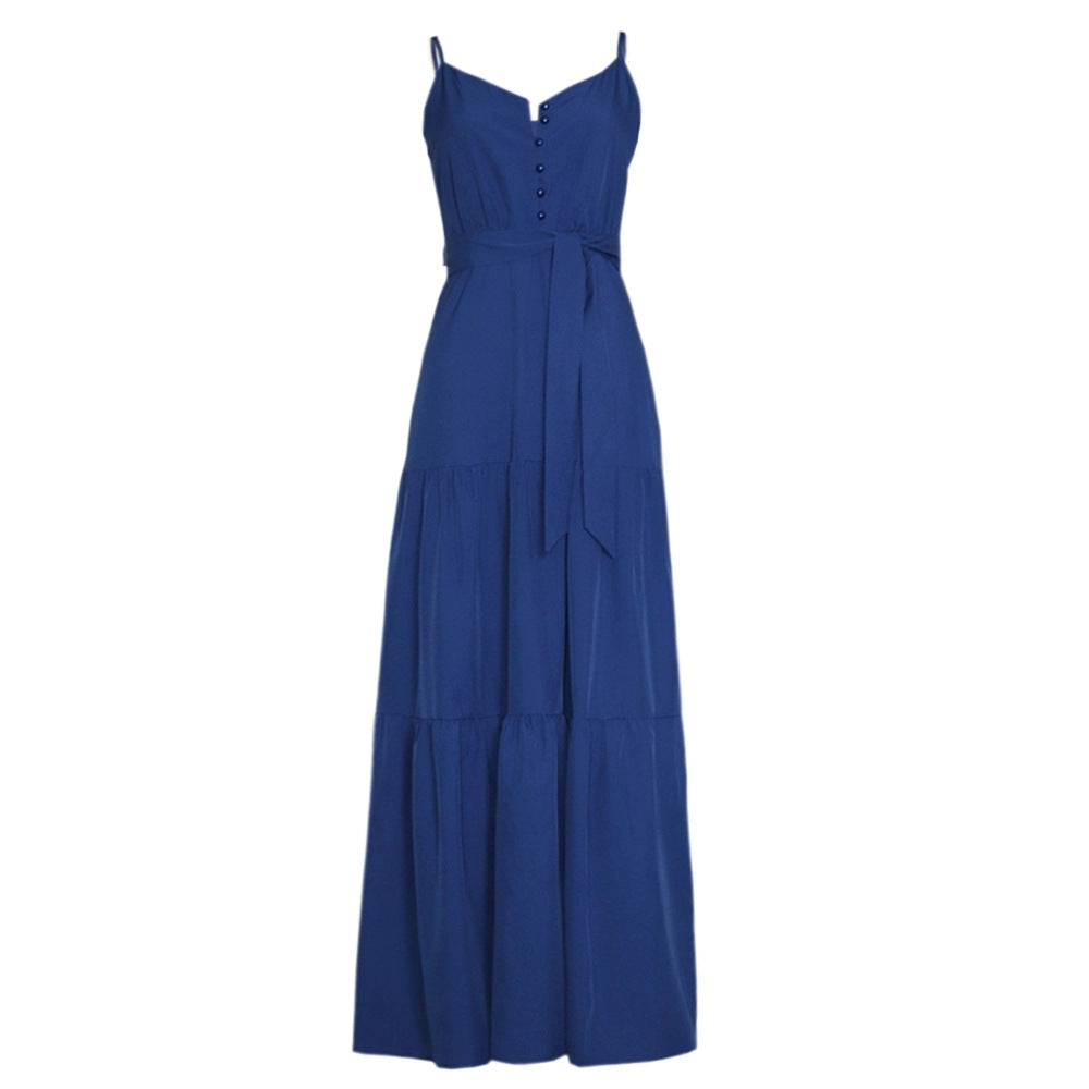 Button V-neck sleeveless camisole women's summer dress