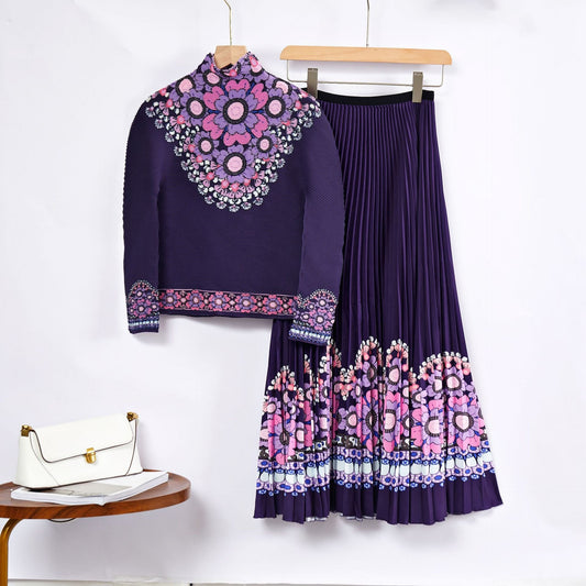 Retro chique rokset met print in society-stijl