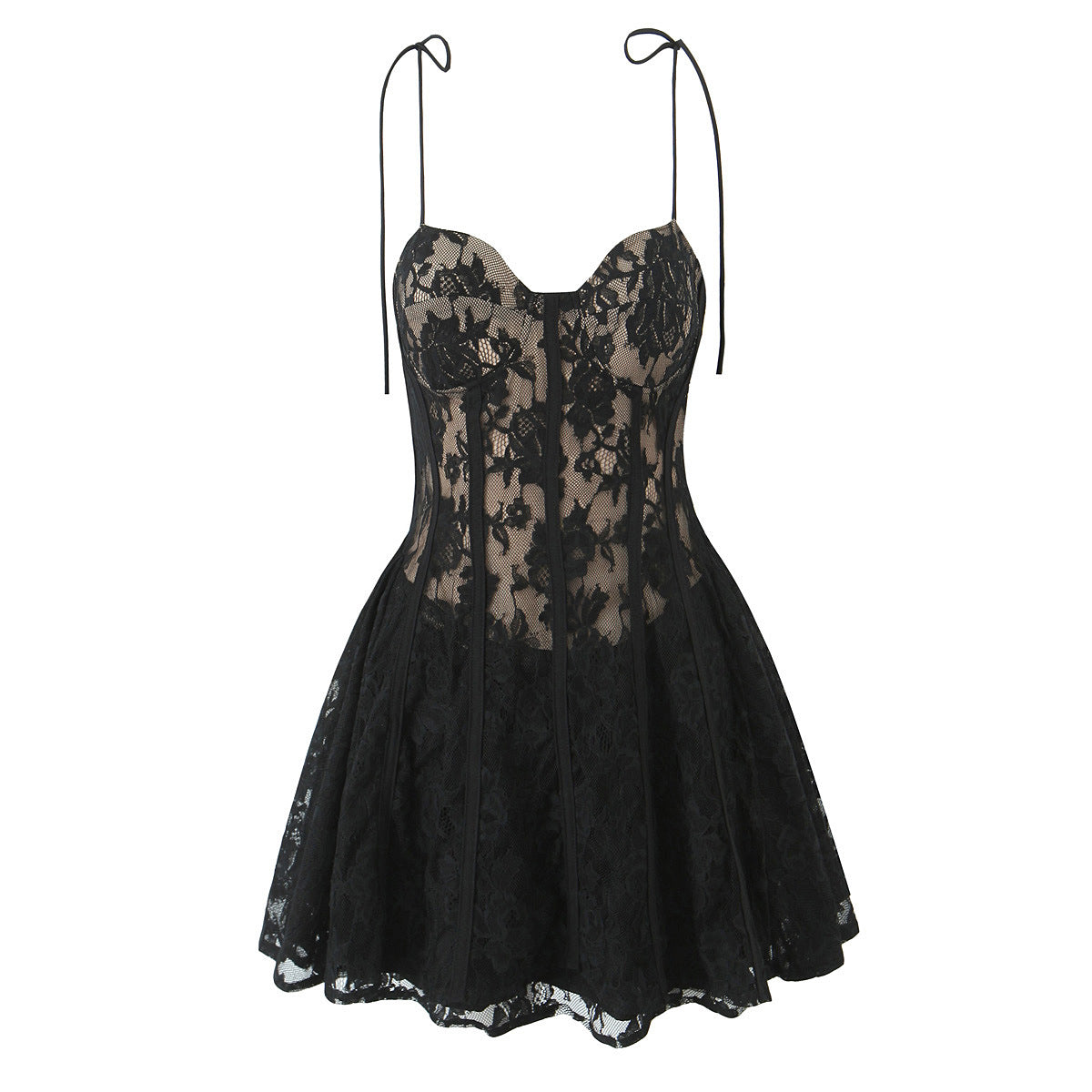 Lace patchwork camisole skirt