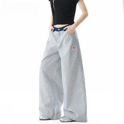 Summer waist joint wide leg loose and versatile floor pants