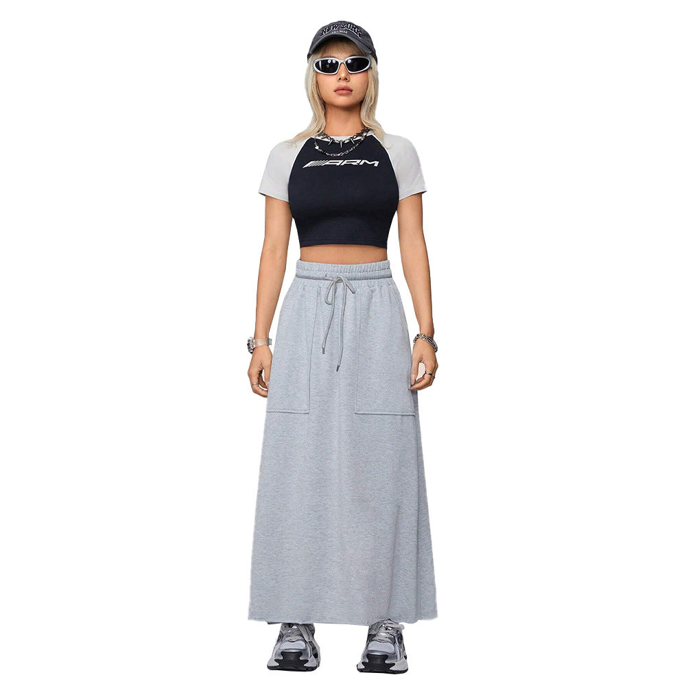 European and American women's fashionable casual loose sports half length skirt