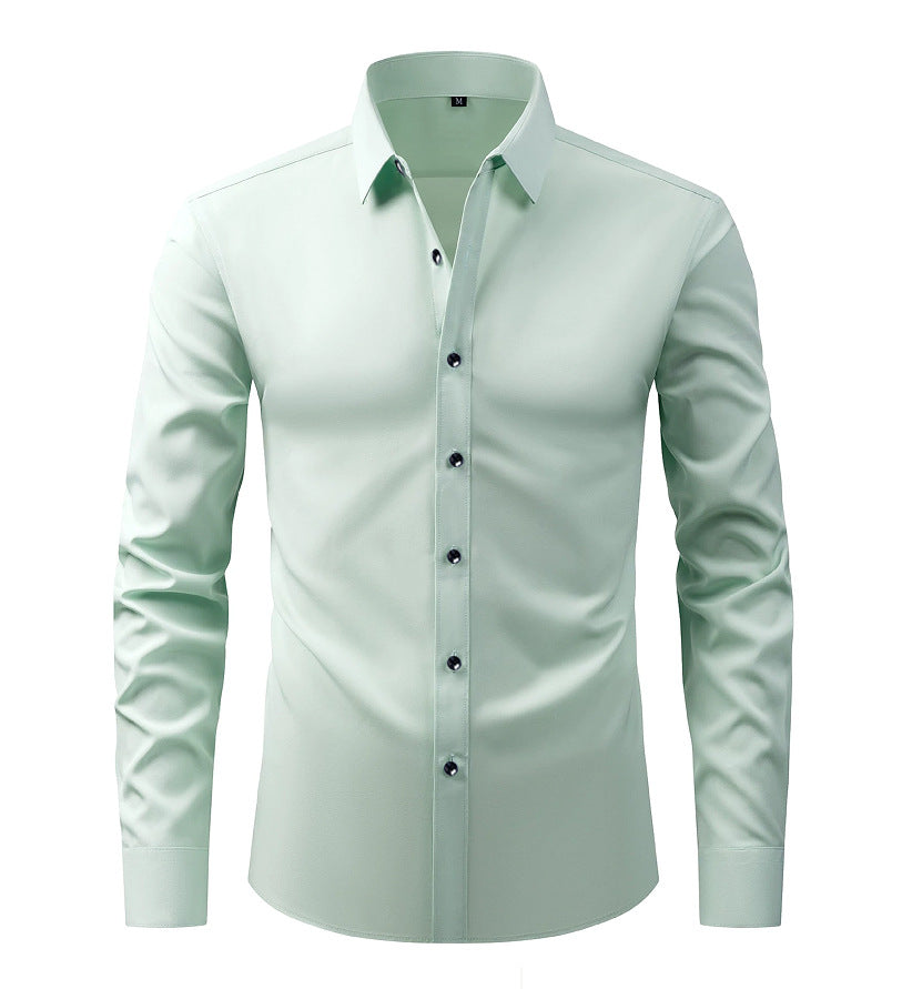 Cotton Long Sleeve Shirt Men's Stretch Non-Iron Dress Shirt  Size Business Casual Shirt