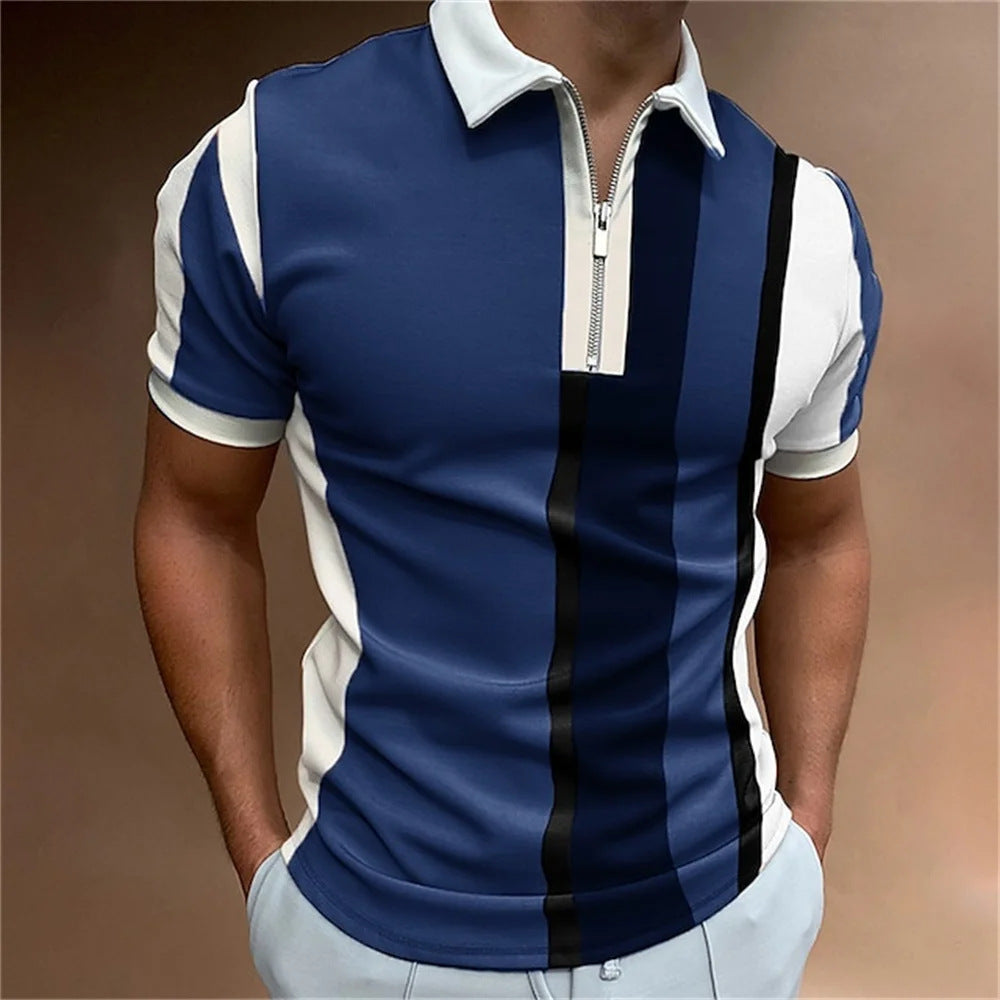 Summer short sleeved T-shirt casual business button top T-shirt fashionable men's clothing