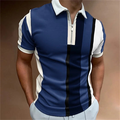Summer short sleeved T-shirt casual business button top T-shirt fashionable men's clothing