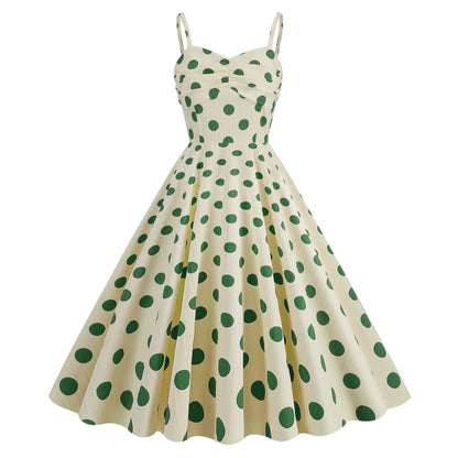 Blue and white English style suspender with a straight line collar, waist cinching large hem dress for women in summer