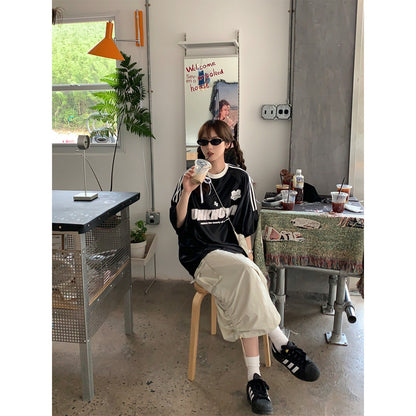 Retro summer three bar raglan half sleeved top