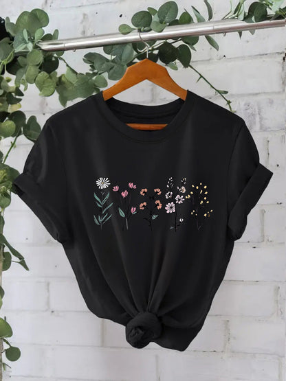 Round neck floral print top
