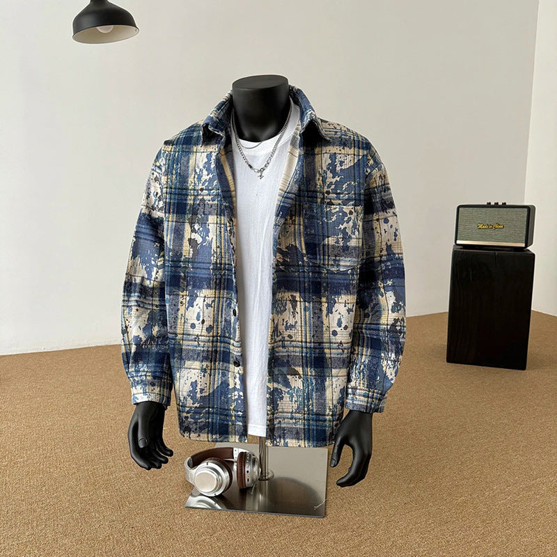 Loose long sleeved versatile tie dye men's long sleeved jacket