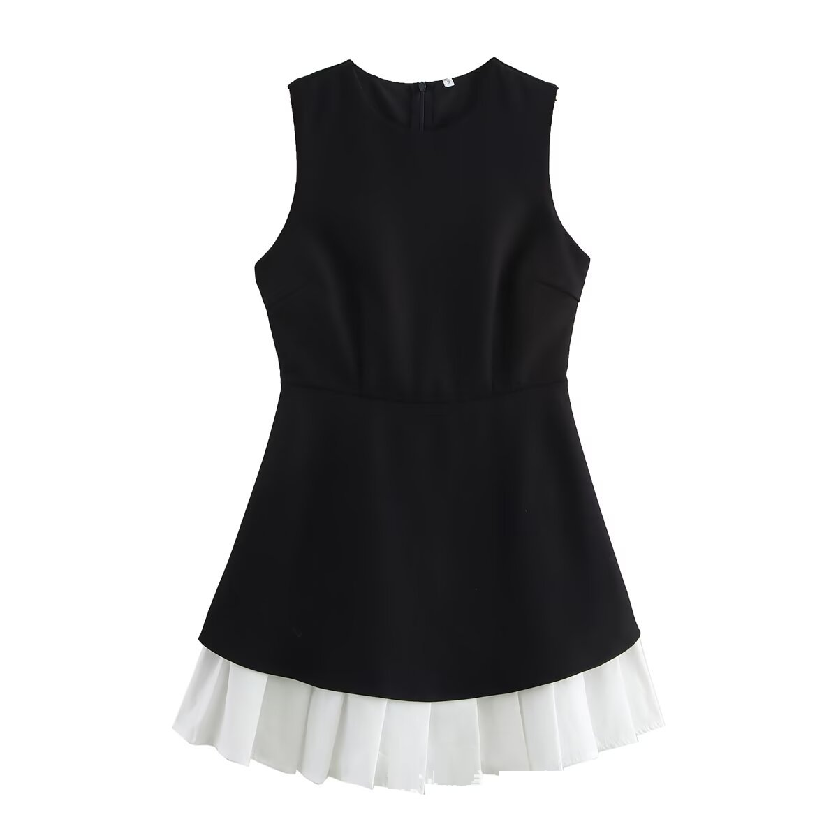 Summer Little Fragrance Wind Fold Splicing Round Neck Short Women's Dress