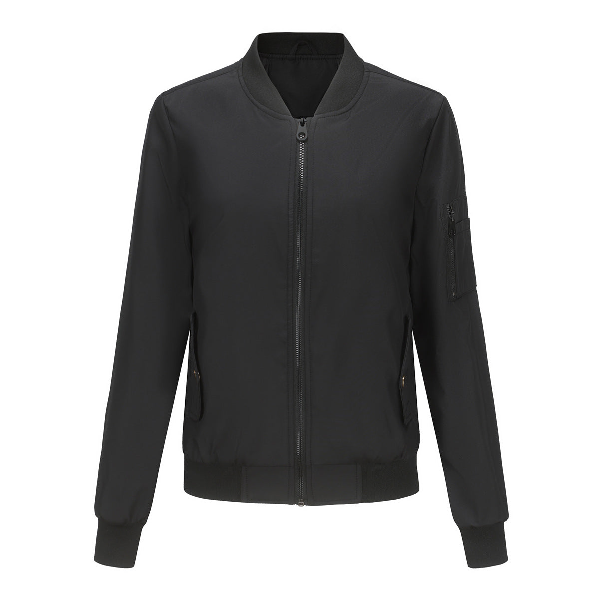 Stand up collar long sleeved loose jacket