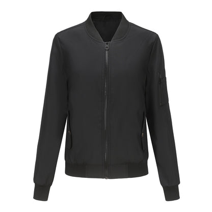 Stand up collar long sleeved loose jacket