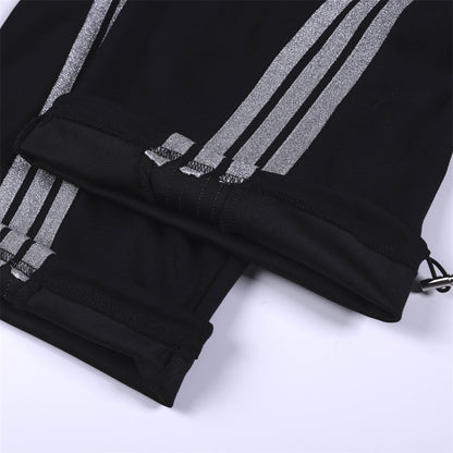 Three bar loose straight leg sweatpants