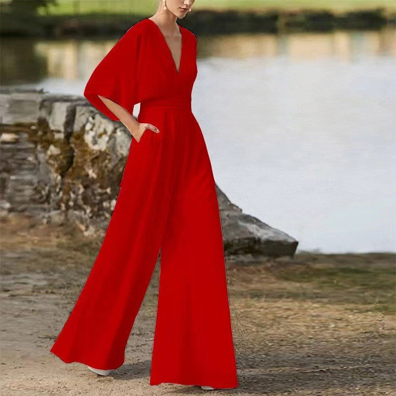 Summer solid color fashionable new Chinese style jumpsuit temperament commuting jumpsuit