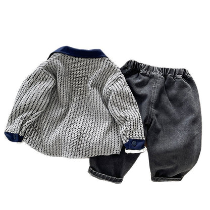 Striped long sleeved three piece set