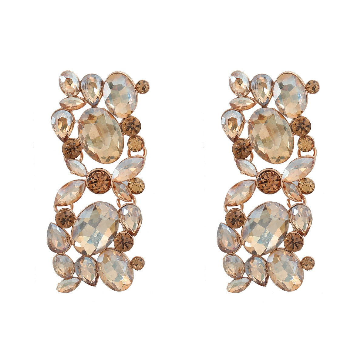 Full diamond square women's alloy inlaid diamond exaggerated earrings