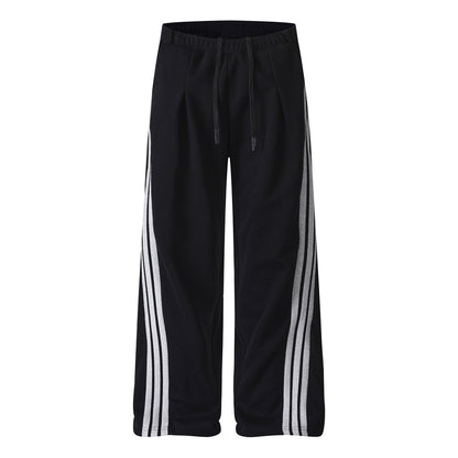 Three bar loose straight leg sweatpants