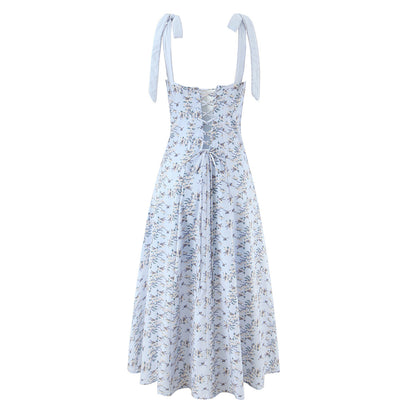 Floral bow suspender dress