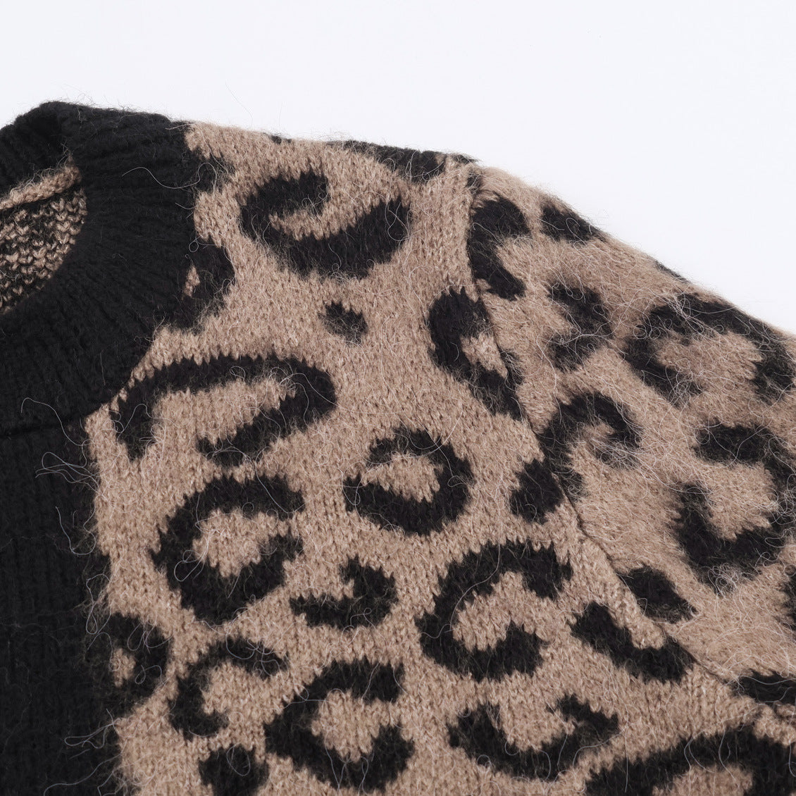 Gebreide jacquard open vest met dierenprint