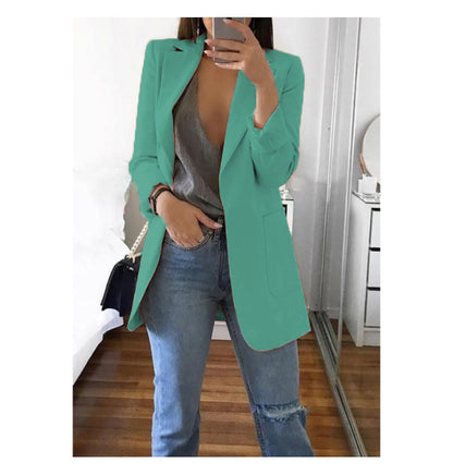 European and American fashion collar slim fit cardigan temperament suit jacket for women