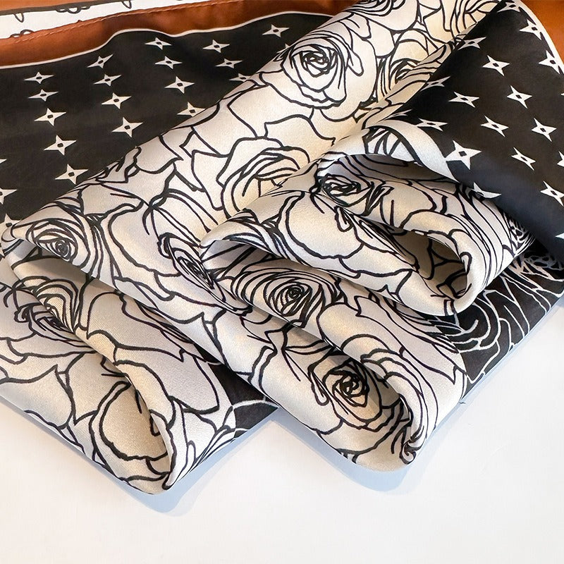 Cashew flower fashion simulation silk small square scarf for women's autumn and winter warmth