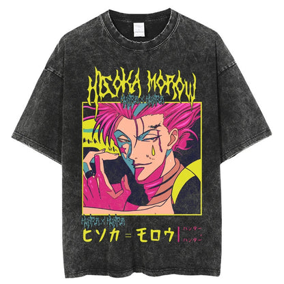 Summer New Fullmetal Alchemist Anime Print T-Shirt Summer Cotton Washed Top Retro Vintage Short Sleeve