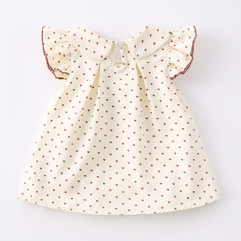 Baby Girl Princess Romper with Heart Polka Dots