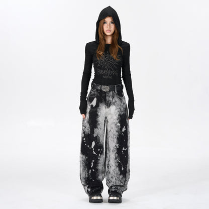 Hip-hop Style Dye Gradient Straight Leg Trendy Denim Pants