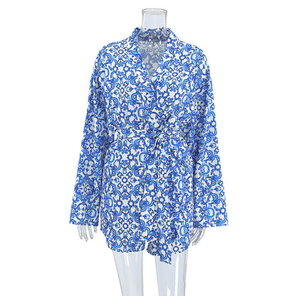 Long sleeved shorts and pajamas two-piece set