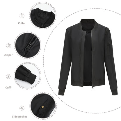 Stand up collar long sleeved loose jacket