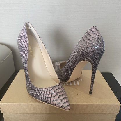 Modieuze damespumps met slangenprint hakhoogte 8cm/10cm/12cm