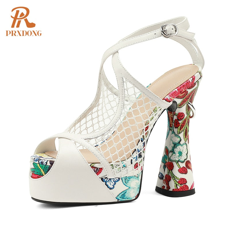 Women's Shoes New Sexy Genuine Leather High Heels Platform Shoes Peep Toe Black White Dress Party Wedding Lady Shoes Pumps 34-39