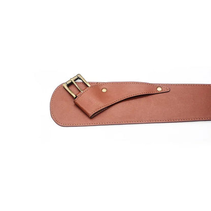 Women's New Wide Leather Belt Fashion Designer Metal Pin Buckle Tie  Leisure Belts for Ladies Wedding Dress Waistband