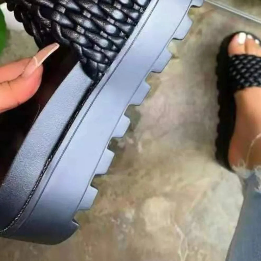 PU-leren open teen platform sandalen