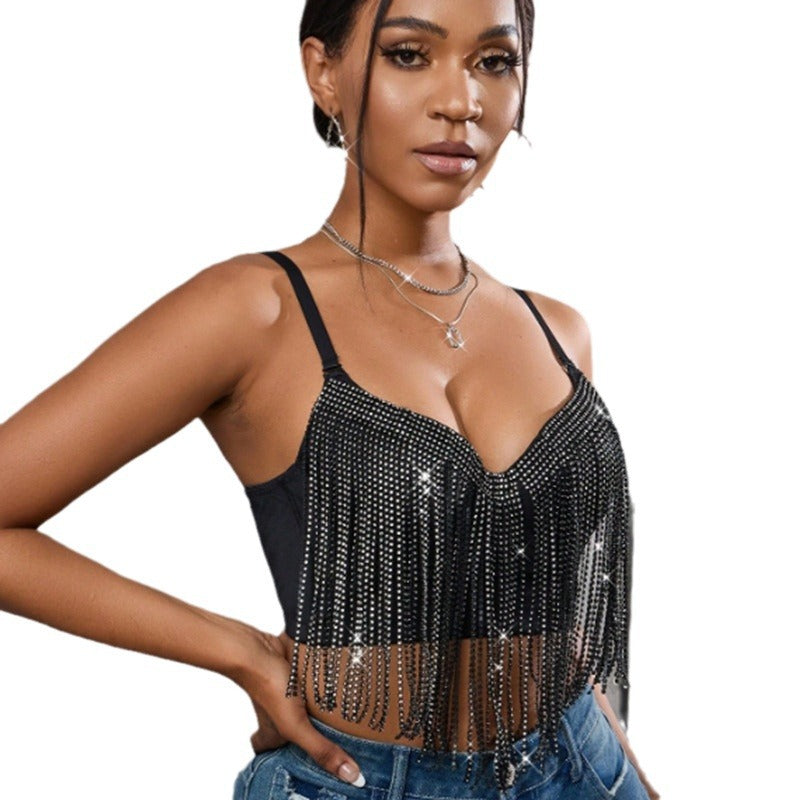 Women's Small Strap Tassel Camisole Sexy High-Cold Fishbone Bustier