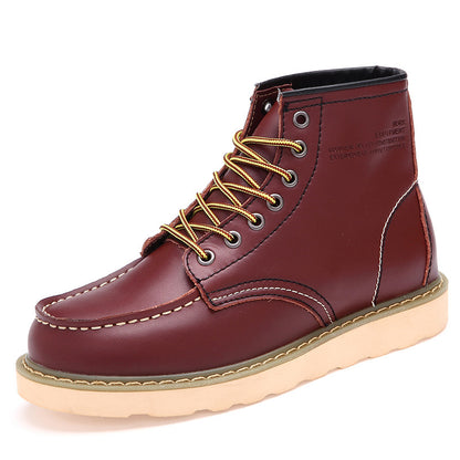 Britse casual hoge leren boots met brede neus