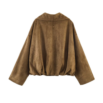 Light luxury suede texture effect wrapped jacket