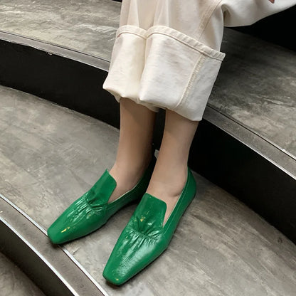 Loafers met vierkante neus van rundleer