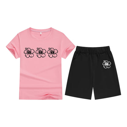Meisjes katoenen T-shirt met korte mouwen en shorts