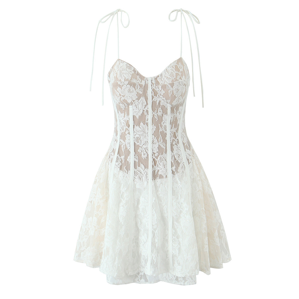 Lace patchwork camisole skirt