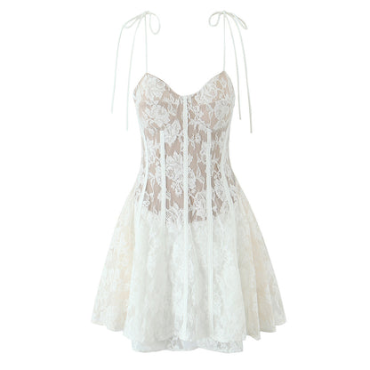 Lace patchwork camisole skirt