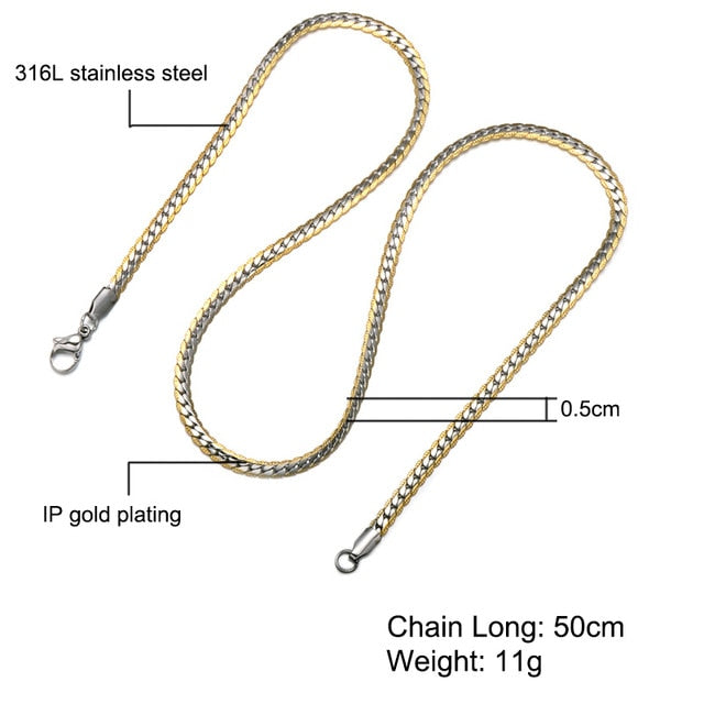 HIP Hop Goudkleurige Roestvrijstalen Curb Cuban Link Ketting