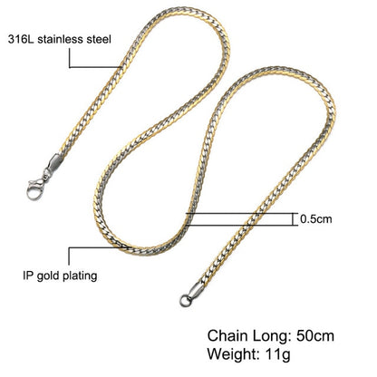 HIP Hop Goudkleurige Roestvrijstalen Curb Cuban Link Ketting