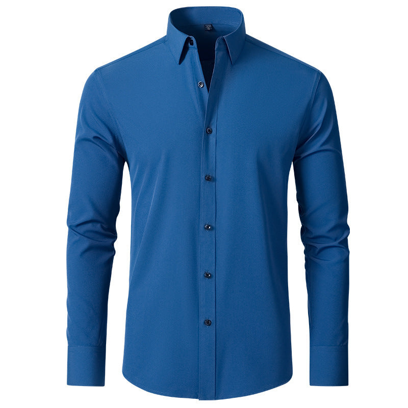 Cotton Long Sleeve Shirt Men's Stretch Non-Iron Dress Shirt  Size Business Casual Shirt