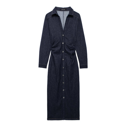 Luxe casual midi-jurk voor dames met knoopsluiting