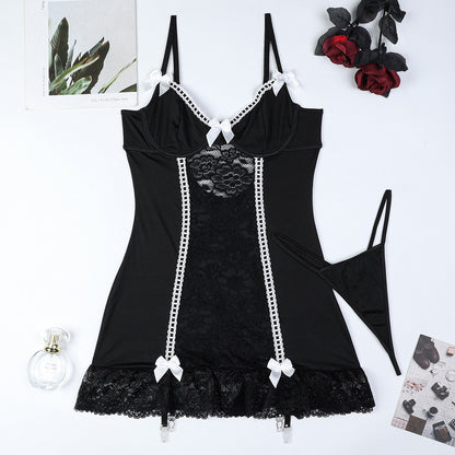 Sexy Lingerie Lace Temptation Dress and Thong Two-Piece Set