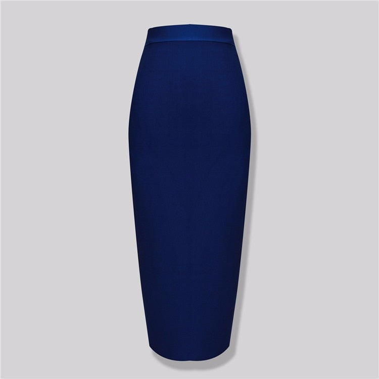 Sexy Bandage Midi Rok met Ritssluiting en Split