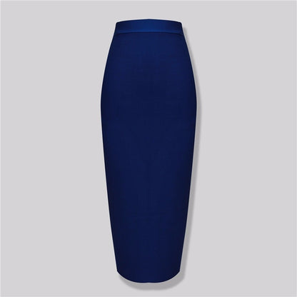 Sexy Bandage Midi Rok met Ritssluiting en Split